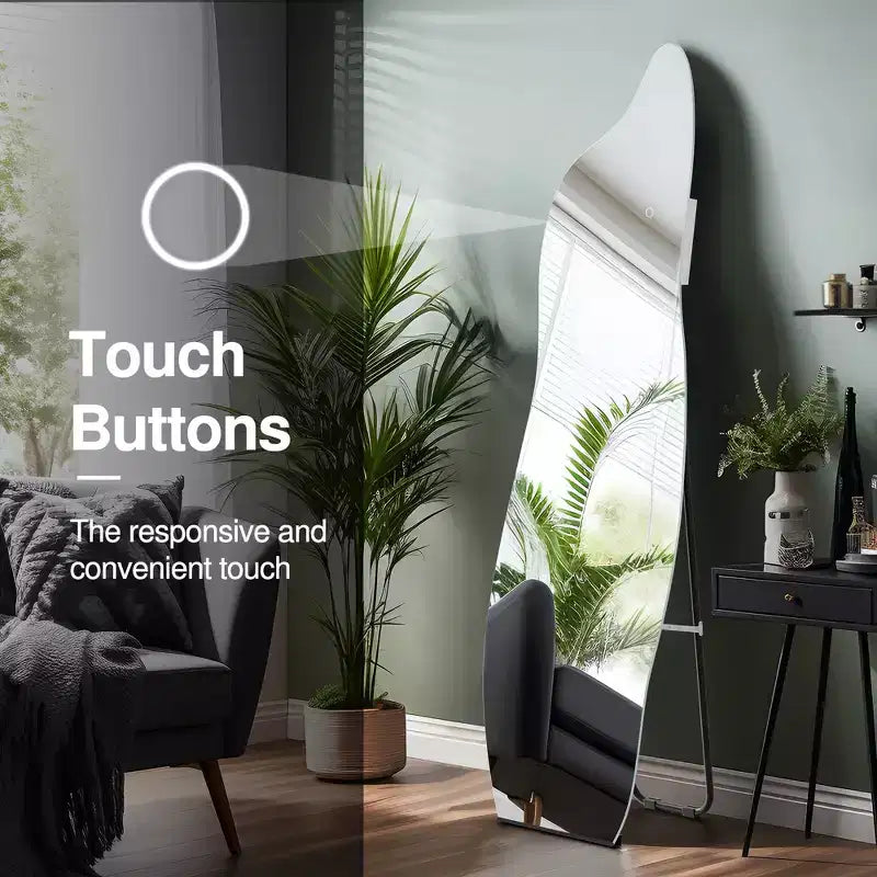 Specchio da terra rettangolare a LED da 63" x 20" – Specchio HD a figura intera con cornice in lega di alluminio