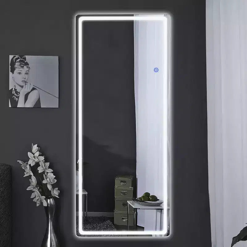 Specchio da terra rettangolare a LED da 63" x 20" – Specchio HD a figura intera con cornice in lega di alluminio