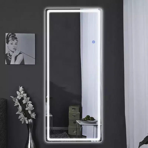 Specchio da terra rettangolare a LED da 63" x 20" – Specchio HD a figura intera con cornice in lega di alluminio