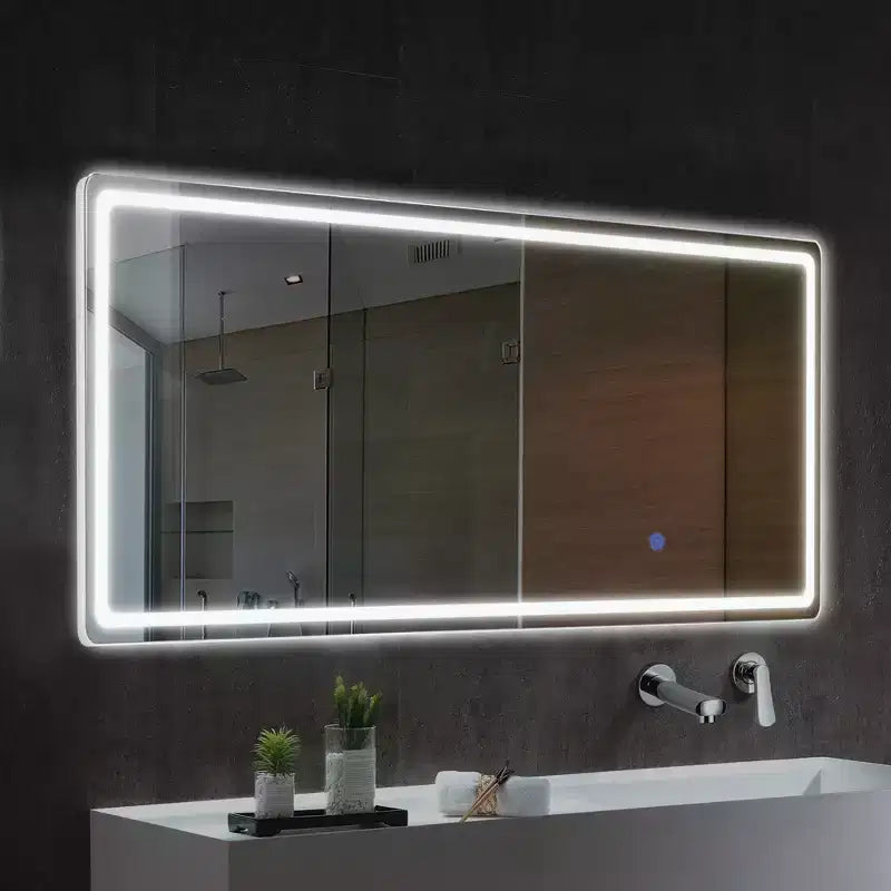 Specchio da terra rettangolare a LED da 63" x 20" – Specchio HD a figura intera con cornice in lega di alluminio