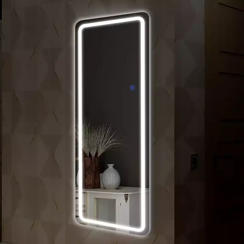 Specchio da terra rettangolare a LED da 63" x 20" – Specchio HD a figura intera con cornice in lega di alluminio