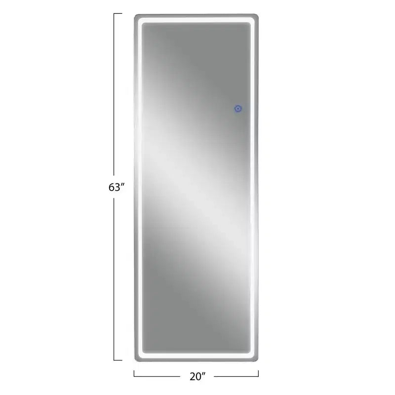 Specchio da terra rettangolare a LED da 63" x 20" – Specchio HD a figura intera con cornice in lega di alluminio
