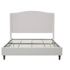 Letto a piattaforma imbottito Queen Size con testiera ad ali – ciniglia premium, design minimalista, crema
