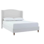 Letto a piattaforma imbottito Queen Size con testiera ad ali – ciniglia premium, design minimalista, crema