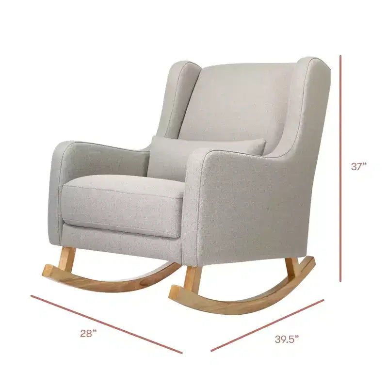 Poltrona a dondolo Mid-Century in tessuto eco-performance – Idrorepellente e antimacchia, 136 kg