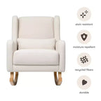 Poltrona a dondolo Mid-Century in tessuto eco-performance – Idrorepellente e antimacchia, 136 kg