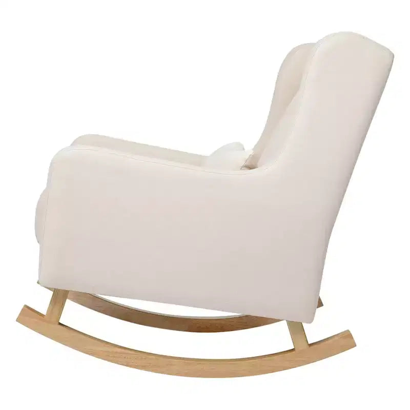 Poltrona a dondolo Mid-Century in tessuto eco-performance – Idrorepellente e antimacchia, 136 kg