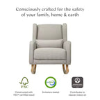 Poltrona a dondolo Mid-Century in tessuto eco-performance – Idrorepellente e antimacchia, 136 kg