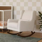 Poltrona a dondolo Mid-Century in tessuto eco-performance – Idrorepellente e antimacchia, 136 kg