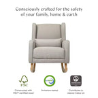 Poltrona a dondolo Mid-Century in tessuto eco-performance – Idrorepellente e antimacchia, 136 kg