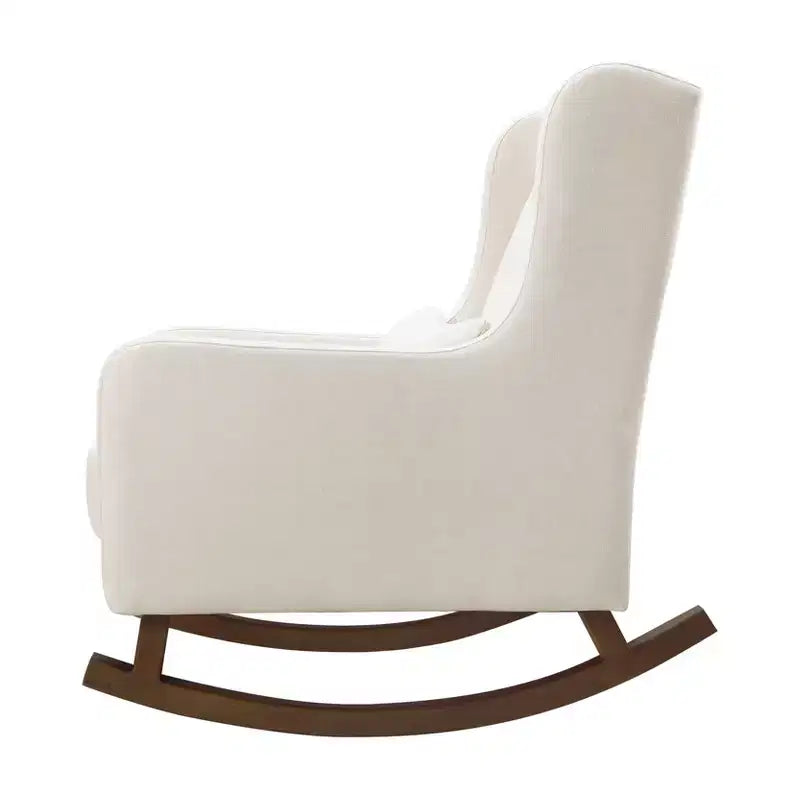 Poltrona a dondolo Mid-Century in tessuto eco-performance – Idrorepellente e antimacchia, 136 kg