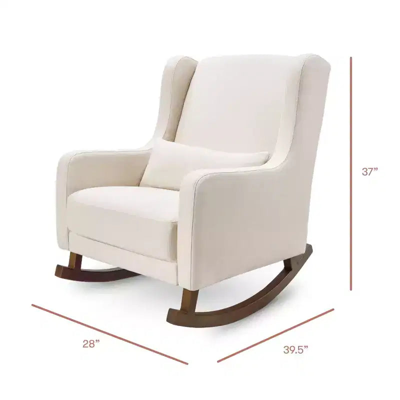 Poltrona a dondolo Mid-Century in tessuto eco-performance – Idrorepellente e antimacchia, 136 kg