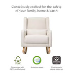 Poltrona a dondolo Mid-Century in tessuto eco-performance – Idrorepellente e antimacchia, 136 kg