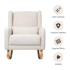 Poltrona a dondolo Mid-Century in tessuto eco-performance – Idrorepellente e antimacchia, 136 kg