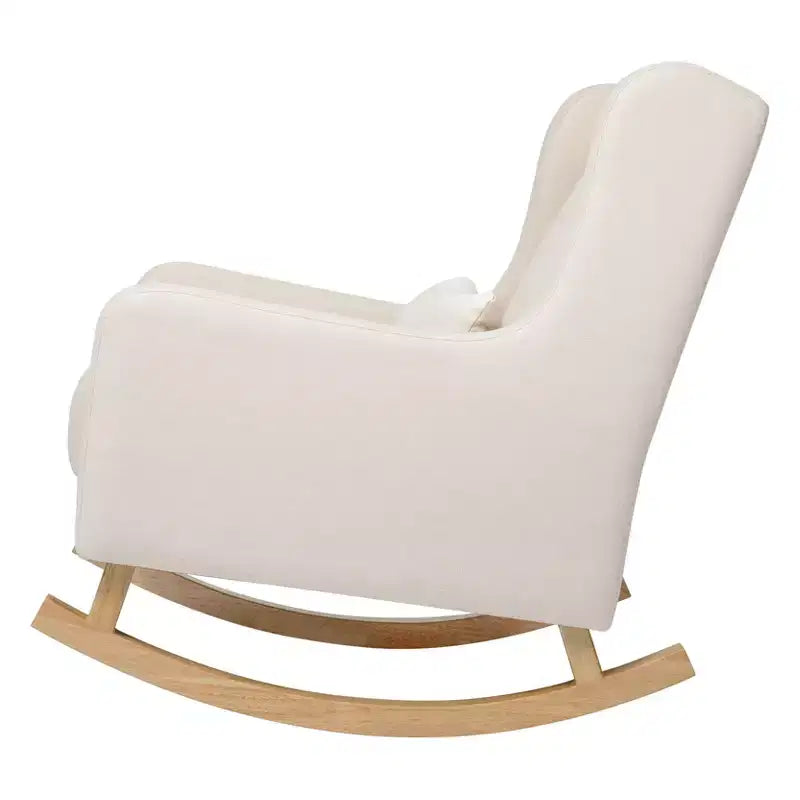 Poltrona a dondolo Mid-Century in tessuto eco-performance – Idrorepellente e antimacchia, 136 kg
