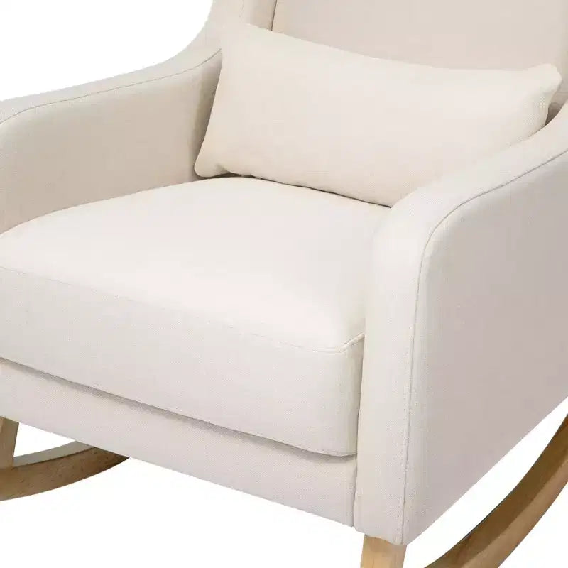 Poltrona a dondolo Mid-Century in tessuto eco-performance – Idrorepellente e antimacchia, 136 kg