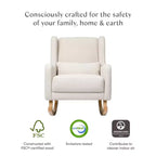 Poltrona a dondolo Mid-Century in tessuto eco-performance – Idrorepellente e antimacchia, 136 kg