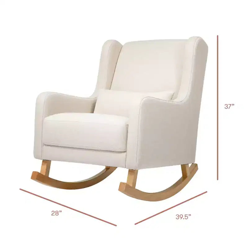 Poltrona a dondolo Mid-Century in tessuto eco-performance – Idrorepellente e antimacchia, 136 kg
