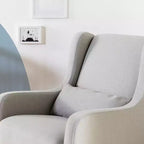 Poltrona a dondolo Mid-Century in tessuto eco-performance – Idrorepellente e antimacchia, 136 kg