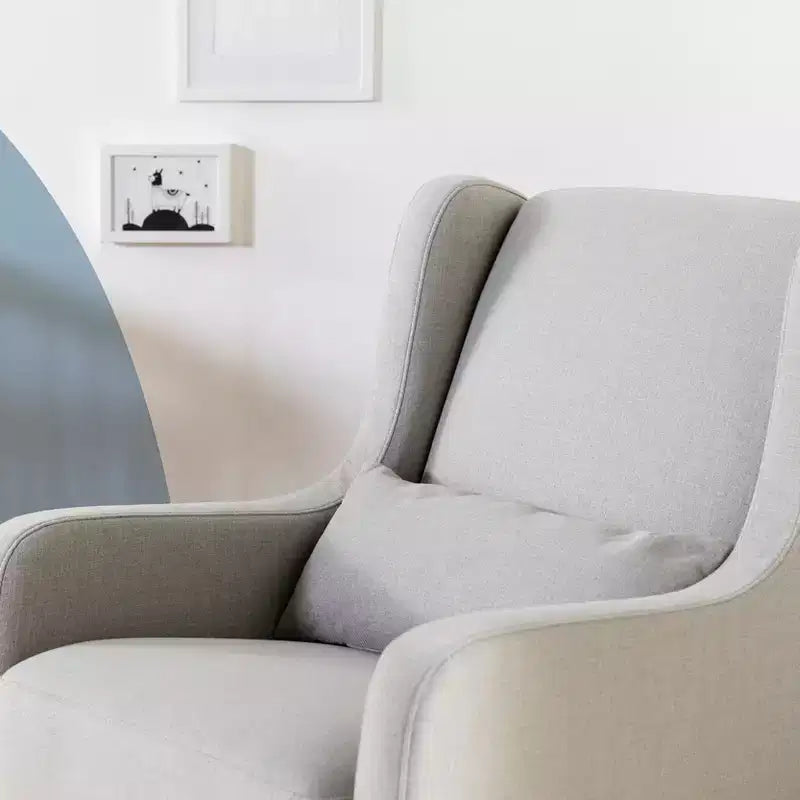 Poltrona a dondolo Mid-Century in tessuto eco-performance – Idrorepellente e antimacchia, 136 kg