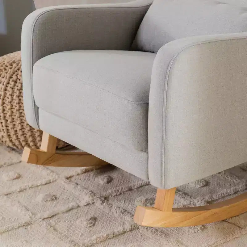 Poltrona a dondolo Mid-Century in tessuto eco-performance – Idrorepellente e antimacchia, 136 kg