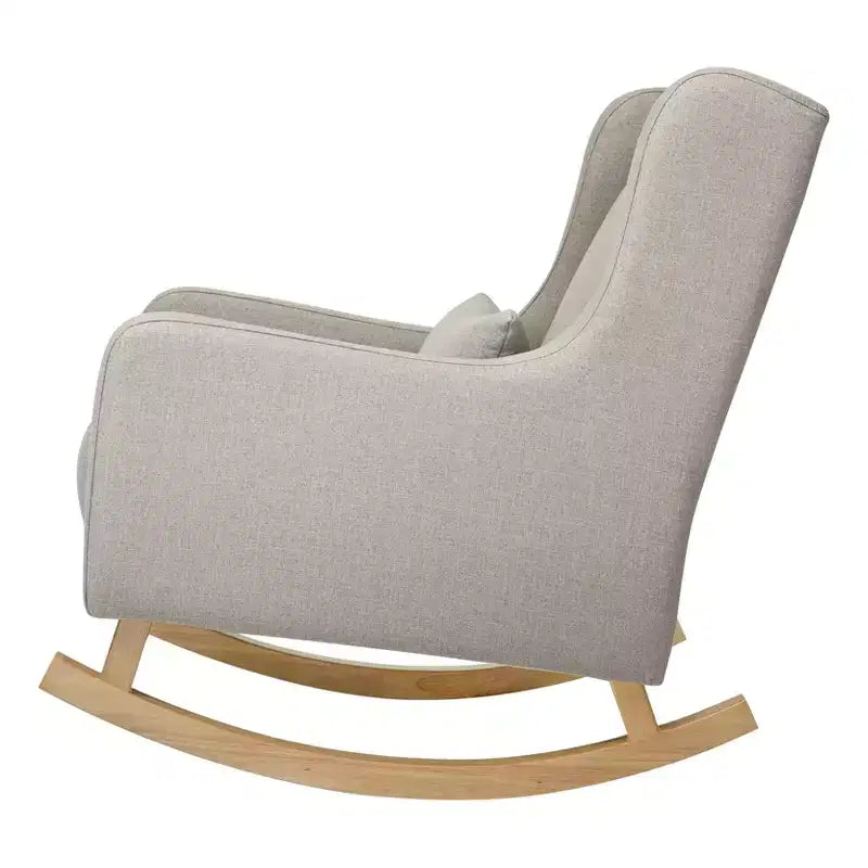 Poltrona a dondolo Mid-Century in tessuto eco-performance – Idrorepellente e antimacchia, 136 kg