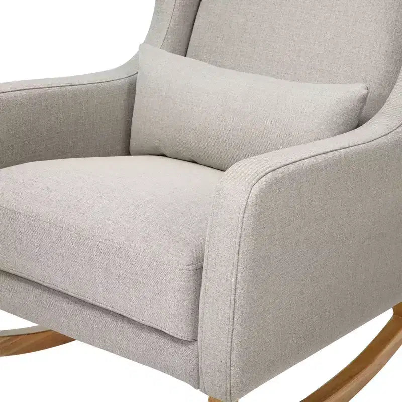 Poltrona a dondolo Mid-Century in tessuto eco-performance – Idrorepellente e antimacchia, 136 kg