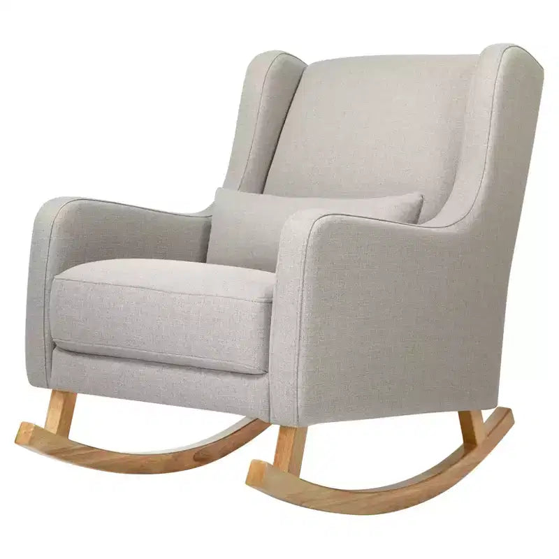 Poltrona a dondolo Mid-Century in tessuto eco-performance – Idrorepellente e antimacchia, 136 kg