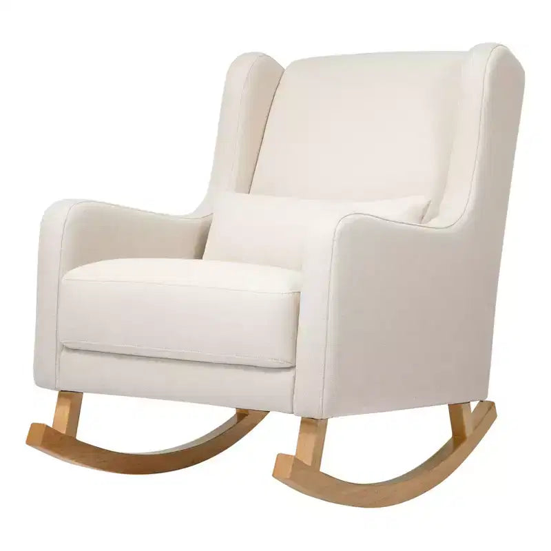 Poltrona a dondolo Mid-Century in tessuto eco-performance – Idrorepellente e antimacchia, 136 kg