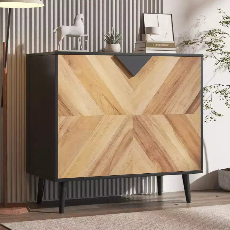 Mobile buffet con finitura in legno, credenza autoportante con ante per sala da pranzo e ingresso