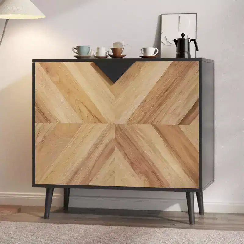 Mobile buffet con finitura in legno, credenza autoportante con ante per sala da pranzo e ingresso