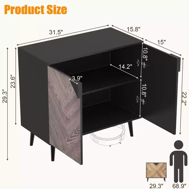 Mobile buffet con finitura in legno, credenza autoportante con ante per sala da pranzo e ingresso