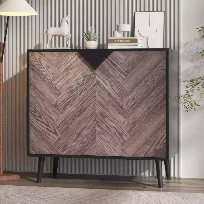 Mobile buffet con finitura in legno, credenza autoportante con ante per sala da pranzo e ingresso
