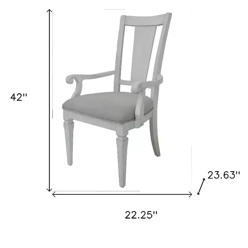 Set di 2 sedie da pranzo con braccioli e schienale aperto in lino grigio chiaro – Struttura in legno massello
