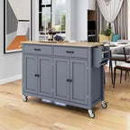 Isola da Cucina con Piano in Legno e Ruote Bloccabili – Carrello Contenitore su Ruote con Scaffali