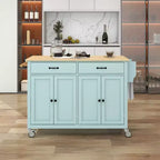 Isola da Cucina con Piano in Legno e Ruote Bloccabili – Carrello Contenitore su Ruote con Scaffali