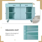 Isola da Cucina con Piano in Legno e Ruote Bloccabili – Carrello Contenitore su Ruote con Scaffali