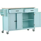 Isola da Cucina con Piano in Legno e Ruote Bloccabili – Carrello Contenitore su Ruote con Scaffali