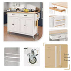 Isola da Cucina con Piano in Legno e Ruote Bloccabili – Carrello Contenitore su Ruote con Scaffali