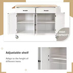 Isola da Cucina con Piano in Legno e Ruote Bloccabili – Carrello Contenitore su Ruote con Scaffali