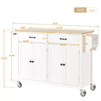 Isola da Cucina con Piano in Legno e Ruote Bloccabili – Carrello Contenitore su Ruote con Scaffali