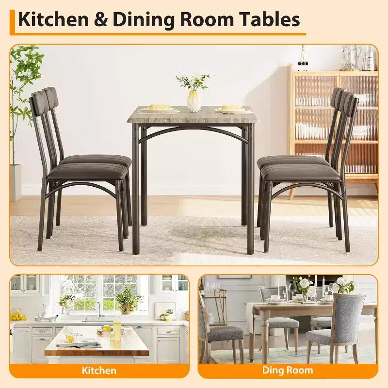Set di 4 sedie da pranzo in stile industriale - Sedie da pranzo ergonomiche e spesse per cucina e angolo colazione, mobili per appartamento con telaio in legno