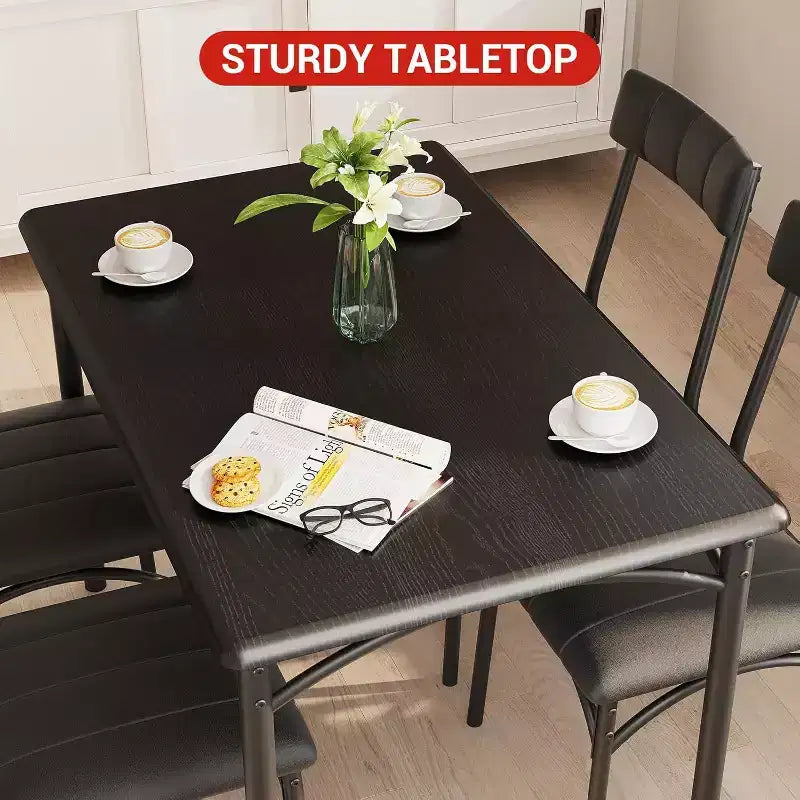 Set di 4 sedie da pranzo in stile industriale - Sedie da pranzo ergonomiche e spesse per cucina e angolo colazione, mobili per appartamento con telaio in legno