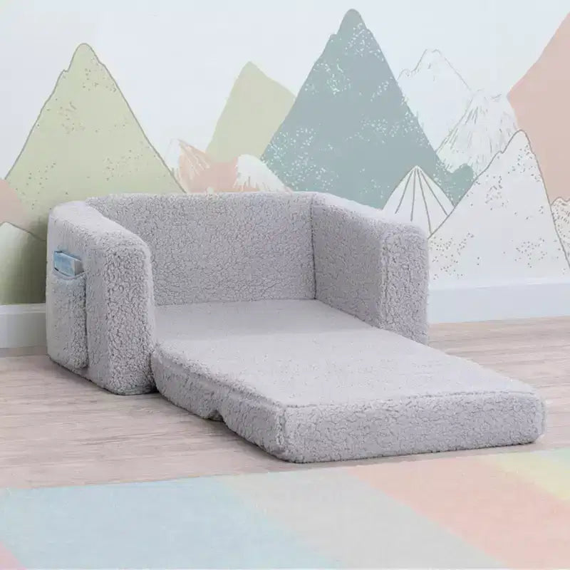 Poltrona convertibile 2-in-1 per bambini in peluche – Divanetto pieghevole per cameretta e sala giochi