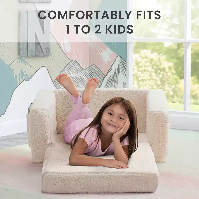 Poltrona convertibile 2-in-1 per bambini in peluche – Divanetto pieghevole per cameretta e sala giochi