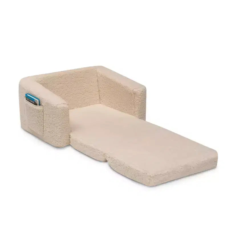 Poltrona convertibile 2-in-1 per bambini in peluche – Divanetto pieghevole per cameretta e sala giochi