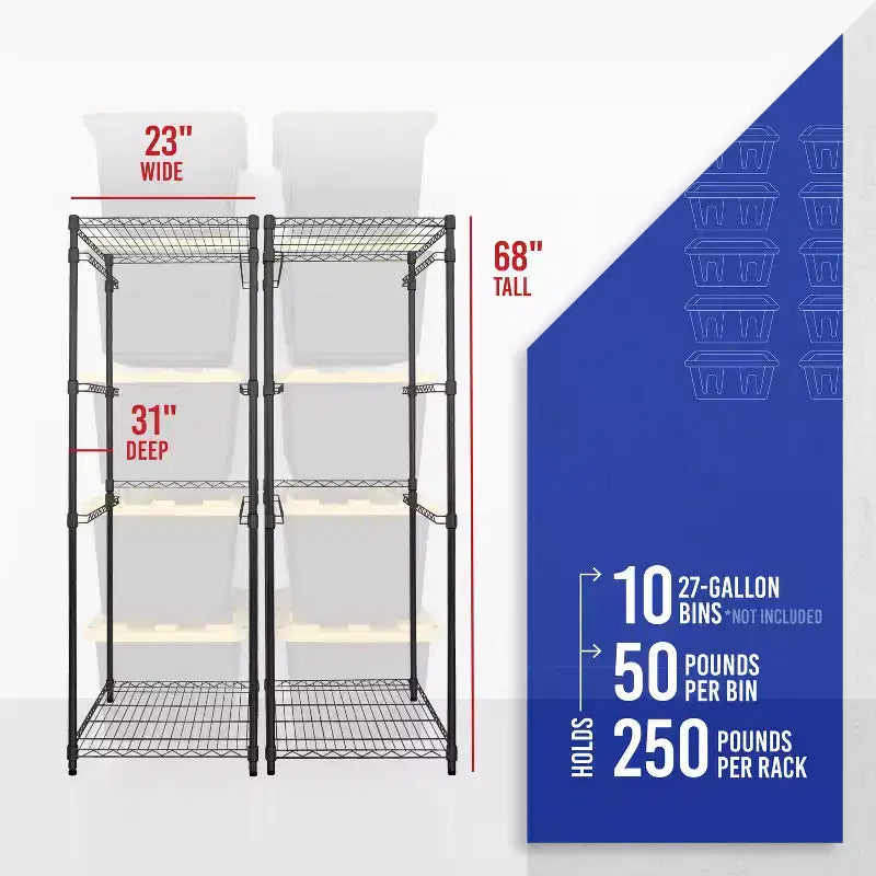 Scaffalatura in acciaio a 2 scomparti – Unità di scaffalatura per garage e magazzino per impieghi gravosi