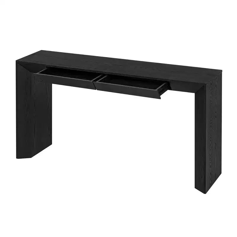 Consolle in legno con cassetti – Tavolo da ingresso/divano con contenitore, finitura naturale