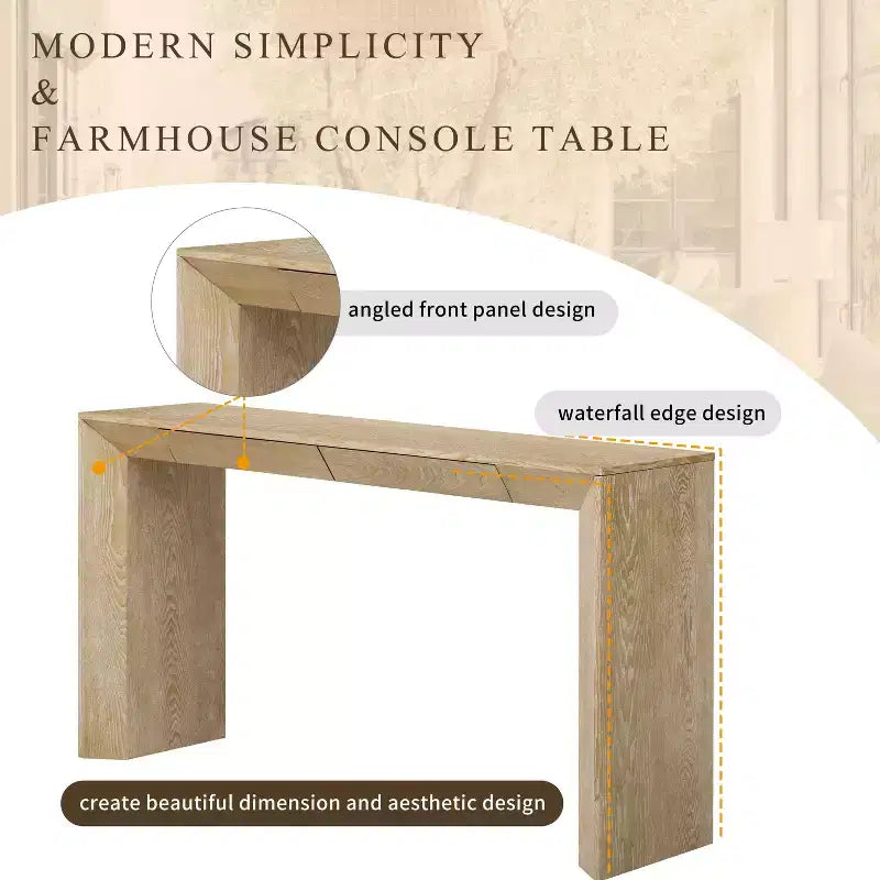 Consolle in legno con cassetti – Tavolo da ingresso/divano con contenitore, finitura naturale