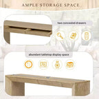 Consolle in legno con cassetti – Tavolo da ingresso/divano con contenitore, finitura naturale